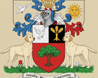 Custom Family Crest Design – Personalized Heritage Shield Logo – Vintage Coat of Arms