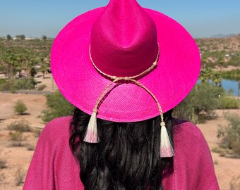 Pink hat | Fuchsia hat | wide brim hat | Fedora hat | unique hat | Pink fedora hat | woman’s hat | straw hat | summer hat | western hat