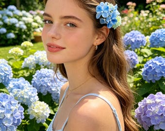Blaue Hortensie Haarschmuck: Romantische Blumen Haarschmuck, Hochzeit blaue Blumen Haarspange Geschenke, Brautparty Geschenke