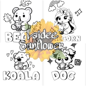 Cute Chibi Boba Animals | Coloring pages | cute chibi | children’s coloring books