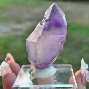 RARE SKELETAL AMETHYST With Quartz & Black Hematite Inclusions | Madagascar Locality | With Stand | 66g