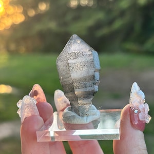 RARE SKELETAL AMETHYST With Smokey & Black Hematite Inclusions | Madagascar Locality | With Stand | 21g