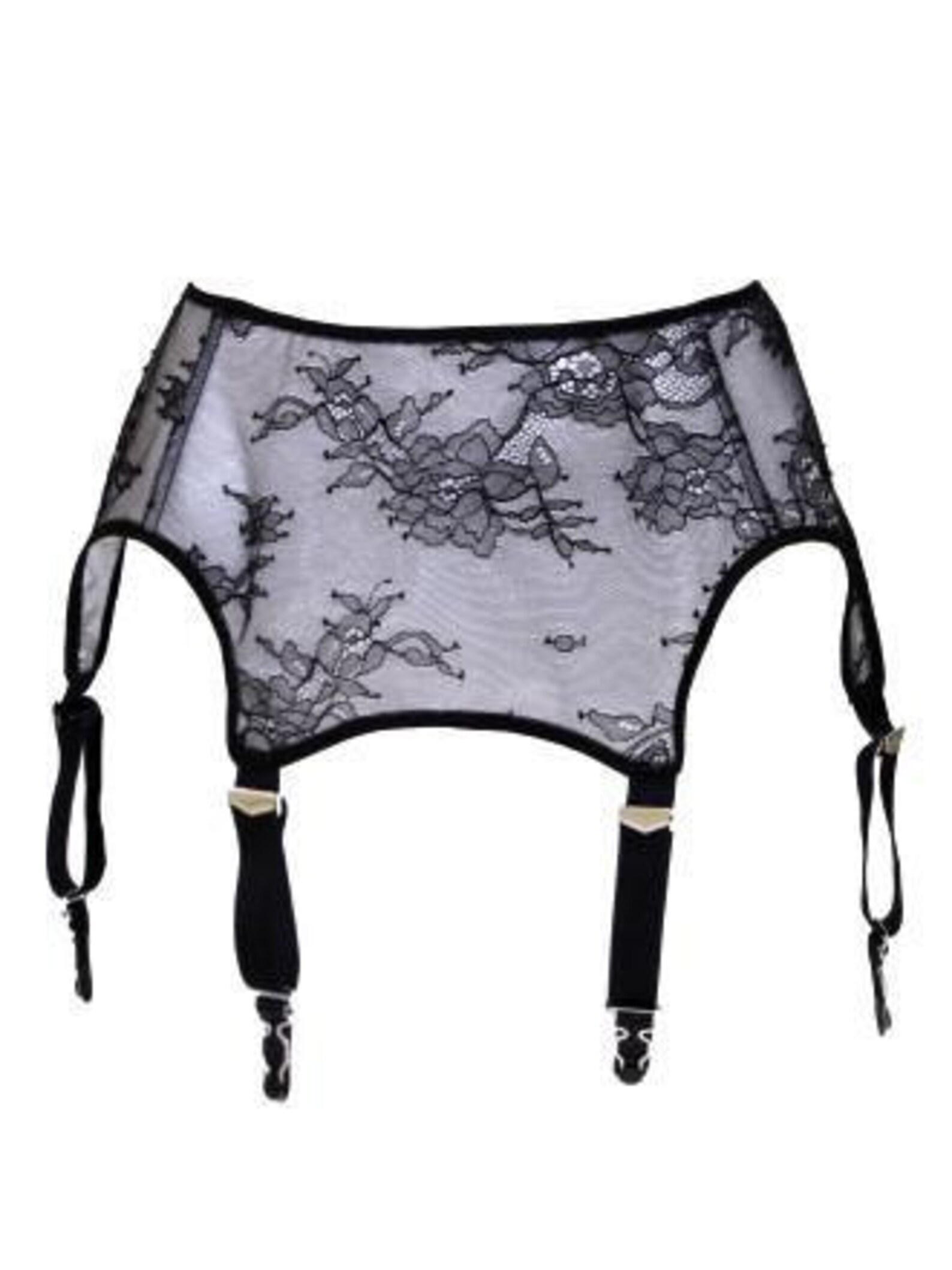 Black Chantilly Lace Garter Belt Vintage Style Sheer Etsy