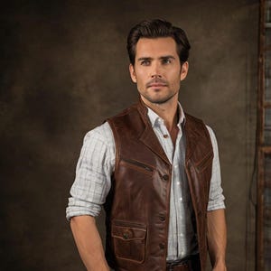 Genuine Black Leather Vest for Men's | Western Leather Vest | Biker Leather Vest | Sleeveless Leather Jacket | Classic Style Leather Vest