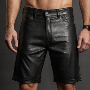Men&#39;s Leather Shorts | Original Leather Shorts | Black Leather Shorts | Leather Summer Shorts | Biker Leather Shorts | Stylish Men&#39;s Shorts