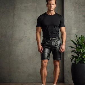 Original Leather Shorts for Men&#39;s | Men&#39;s Leather Shorts | Black Leather Shorts | Summer Shorts | Leather Shorts | Bikers Leather Shorts