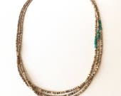 Necklace - Valuta Shell Heishi - Turquoise - 3-Strand