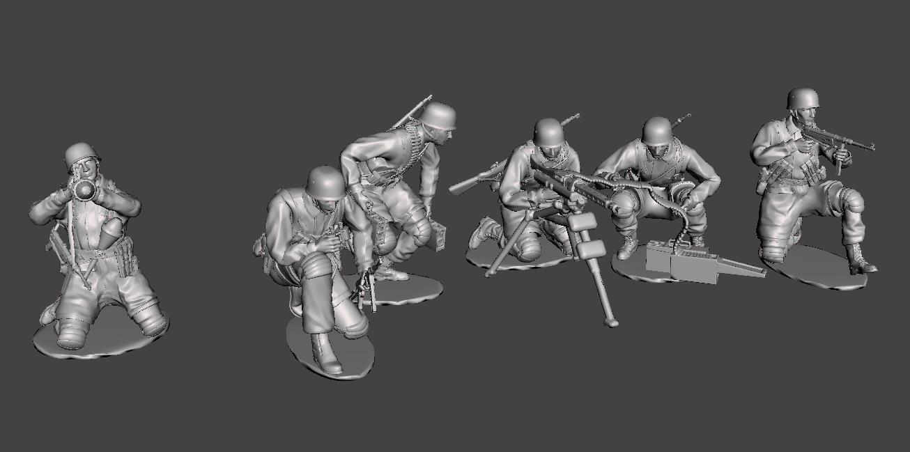 GERMAN PARATROOPERS TEAM WW2  Set 1 - 1:35 stl