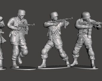 GERMAN PARATROOPERS TEAM WW2  Set 3 - 1:35 stl