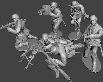 WW2 German Waffen soldiers Team 6 Set 2 3D print stl files
