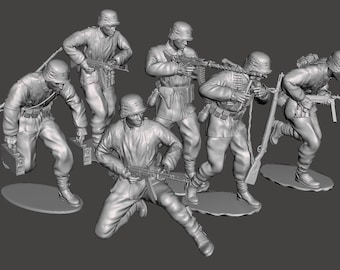 WW2 German SS soldiers Team 6 Set 3 3D print stl files