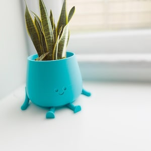 3D Printed Smiling Face Planter: Modern Succulent Pot