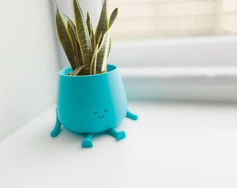 3Dプリントの笑顔のプランター：モダンな多肉植物ポット