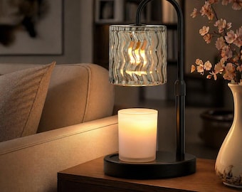 Candle Warmer Lamp with Timer & Dimmer, Adjustable Height Candle Warmer, No Flame Wax Melt Lamp, Scented Candle Heater