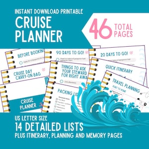 Cruise Planner Printable | Digital Download | Packing Checklists and Cruise Tips | Vacation Itinerary Planner | At a Glance Cruise Planner
