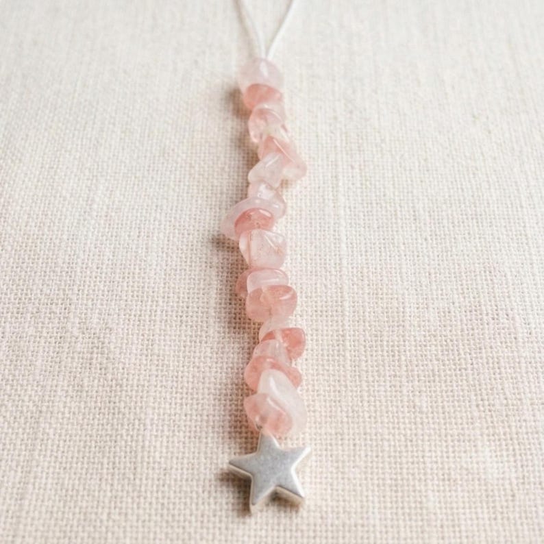 Rose Quartz Gemstone, Phone Strap Chain, Beaded Phone Lanyard, Handmade Phone Charm image 7