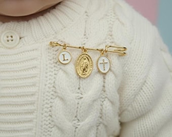 Custom Baptism Gift, Catholic Baby Protection Pin, Virgin Mary Charm, New Baby Blessing Gift, Baby Shower Gift, Baby Brooch
