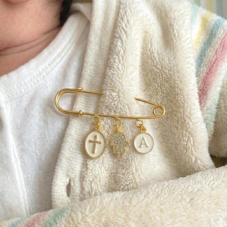 Custom Baby Baptism Pin, Fatima Hamsa Hand, Baby Brooch, Hamsa Jewelry ...