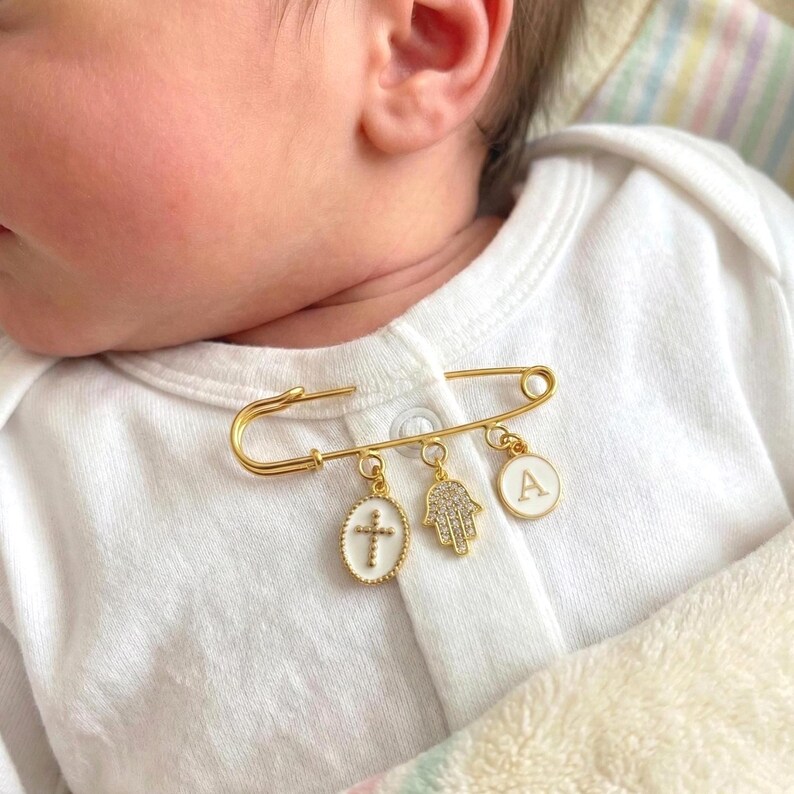 Custom Baby Baptism Pin, Fatima Hamsa Hand, Baby Brooch, Hamsa Jewelry ...