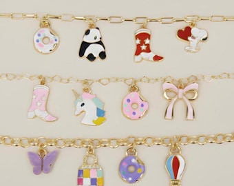 Personalized Kids Charm Bracelet: Pink Bracelet, Easter Outfit, Little Girls Bracelet, Toddler Bracelet,