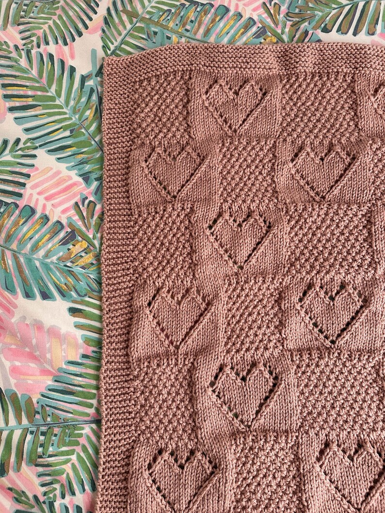 Heart Baby Blanket Knitting Pattern – Worsted Weight Yarn (PDF Pattern ...