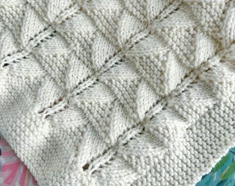 Beginner Friendly Arrow Stitch Baby Blanket Knitting Pattern (PDF)