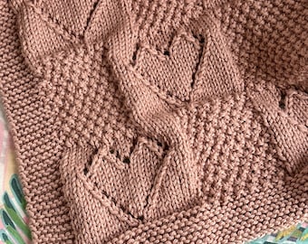 Heart Baby Blanket Knitting Pattern – Worsted Weight Yarn (PDF Pattern)