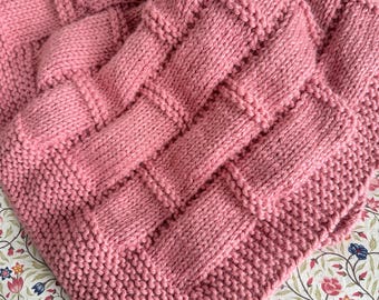 Easy Baby Blanket Knitting Pattern PDF – Beginner Friendly Knit Blanket – Bricks Stitch – Instant Download