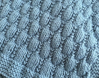 Easy Baby Blanket Knitting Pattern PDF – Beginner Friendly Knit Blanket – Beehive Stitch – Instant Download