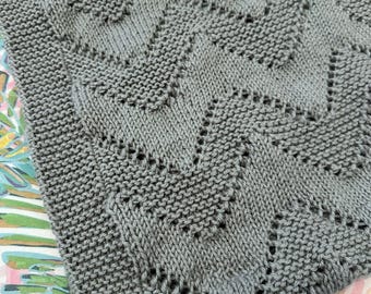Easy Baby Blanket Knitting Pattern PDF – Beginner Friendly Knit Blanket – Diamond Stitch – Instant Download