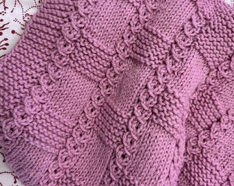 Baby Blanket Knitting Pattern PDF – Lace Cable Knit Blanket – Chess Line Design – Instant Download