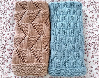 Easy Knit Baby Blanket Pattern Bundle – Zig-Zag & Beehive (PDF Pattern)