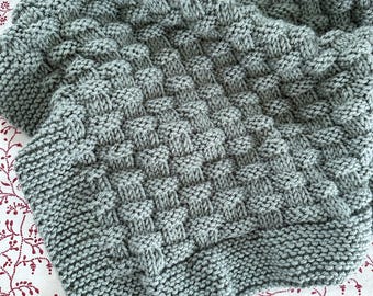 Easy Knit Baby Blanket Pattern – Basket Stitch Texture (PDF Download)