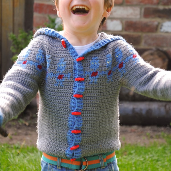 patron au crochet - sweat à capuche robot enfant