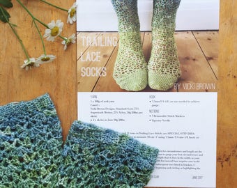 Crochet Pattern - Trailing Lace Socks - PRINT copy