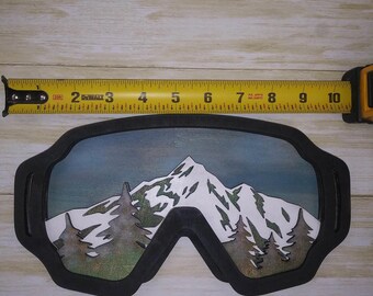 Mountain Goggles Wall Art | Layered Wood Decor | Ski Lodge | Adventure Cabin Decor | Handmade Nature