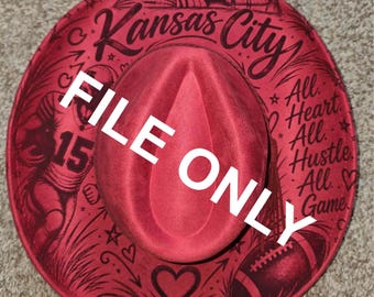 Kansas City Football Cowboyhut mit breiter Krempe (NUR DATEI: PNG-Datei für Lasergravur)