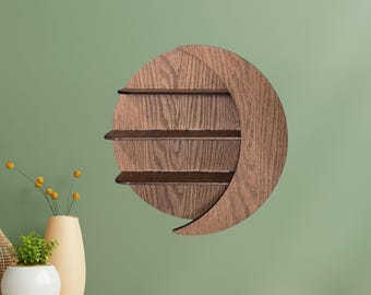 Moon shelf.  12" 3 shelf. Oils makeup crystals metaphysical wooden oak wood gift