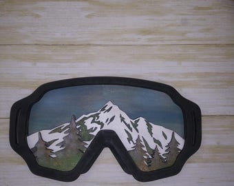 Goggles layered Art  Ski snowboarding winter sports snow wood gifts unique