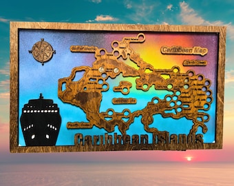 USA TRAVEL MAP. Layered Map interactive travelers vacation states flag wooden