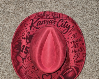 Kansas City Footballteam Cowboyhut aus rotem veganem Wildleder