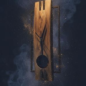 Handmade Wood Grain Pendulum Wall Clock | Unique Rustic Modern Home Decor | Artisan Crafted Timepiece
