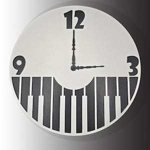 Piano Wall Clock – Unique Wooden Musical Clock for Music Lovers, Black & White Modern Art Decor