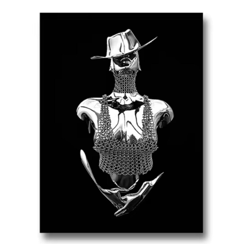 Modern Silver Wall Art Poster Print Metallic Canvas Art With 3D Effect