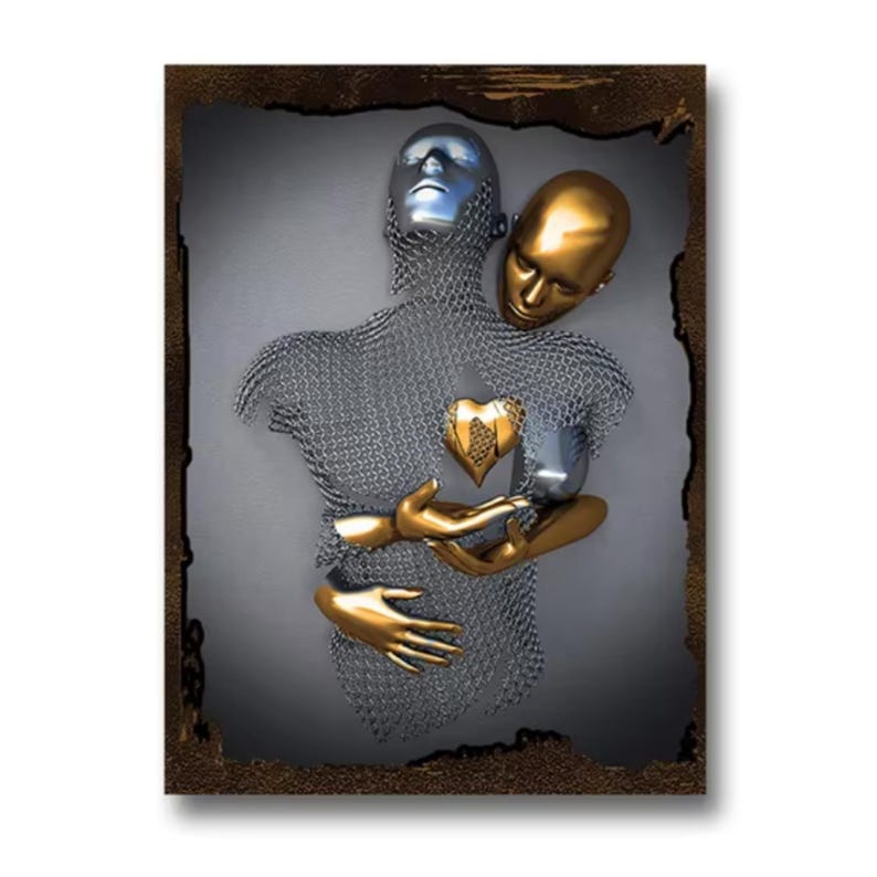 Modern Silver Wall Art Poster Print Metallic Canvas Art With 3D Effect
