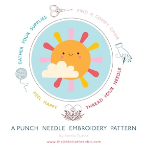 Punch Needle Pattern For Beginners. Punch Needle Art. Punch Needle Tutorial. Punch Needle Patterns. Make Your Own. Kawaii Sun. Cute Sun image 5