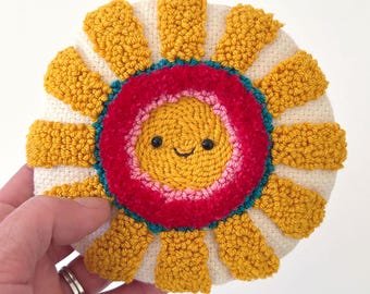 Original Punch Needle Sunbeam Art: Squishy Textile Decor