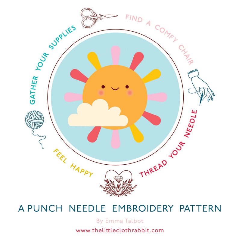 Punch Needle Pattern For Beginners. Punch Needle Art. Punch Needle Tutorial. Punch Needle Patterns. Make Your Own. Kawaii Sun. Cute Sun image 5