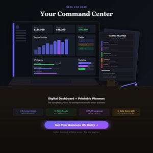 SoloFounder Finance System | Interactive HTML Dashboard + PDF Planner | Revenue KPI Tracker | Instant Download