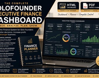 Sistema finanziario SoloFounder / Dashboard HTML interattiva + Planner PDF / Monitoraggio KPI delle entrate / Download immediato